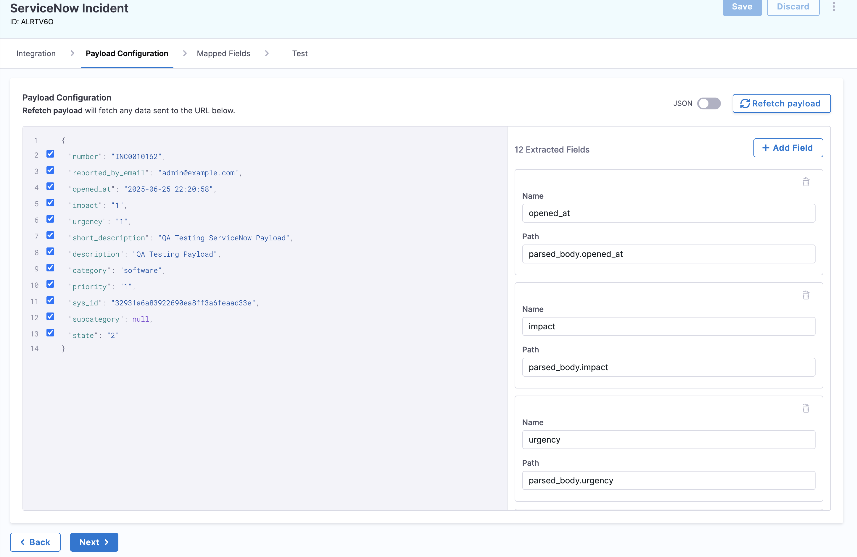 Payload Configuration